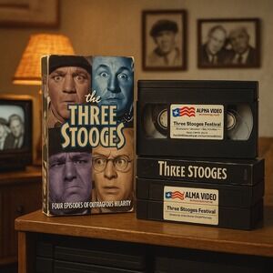 The Three Stooges Festival VHS 1995 Alpha‎ Video Moe Larry Curly Shemp Episodes